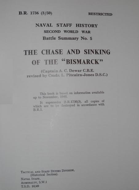 Document cover of Battle Summany Nr 5 - The chase and sinking of the Bismarck - 1948 version